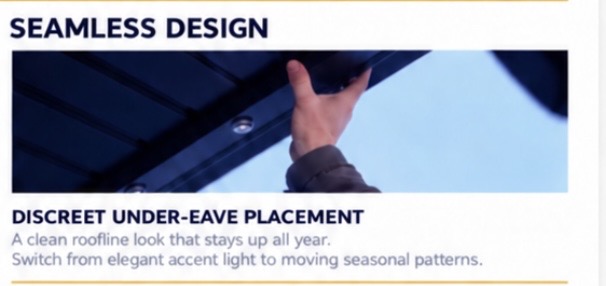 Seamless design: discreet under-eave placement of permanent lighting